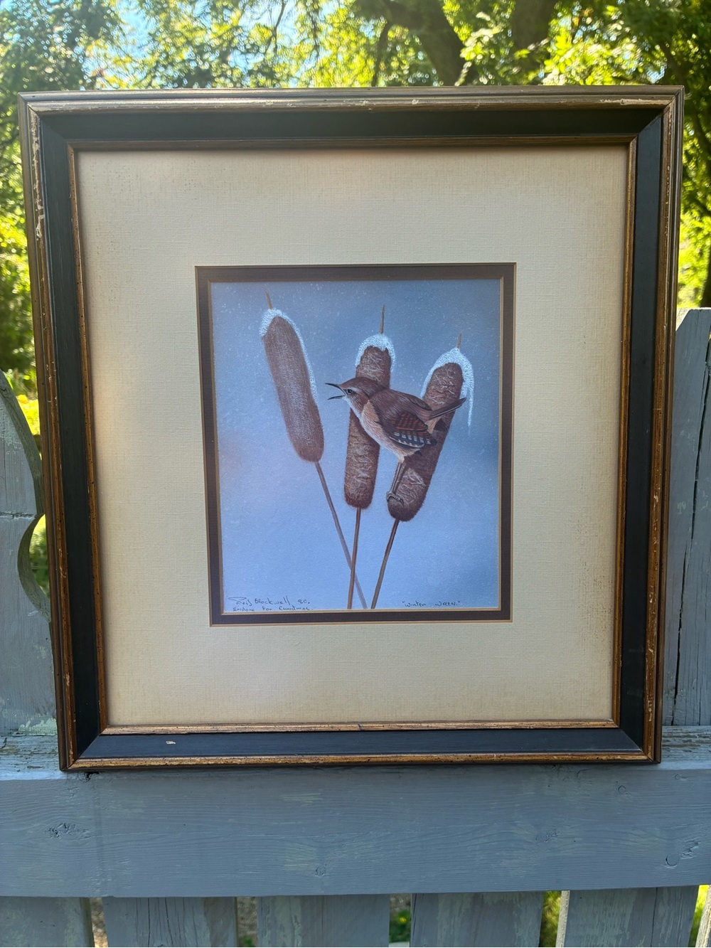 Original Vintage Signed Painting “Winter Wren” Bird By Reid Blackwell 1980